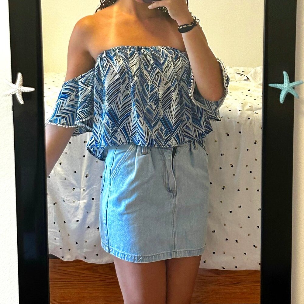 Blue Patterned Top (XS/S)